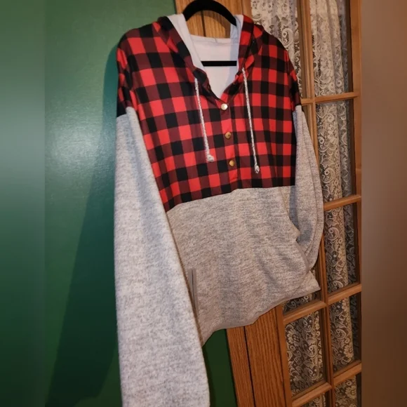 Buffalo plaid XL sweatshirt red, black & gray - Picture 2 of 4